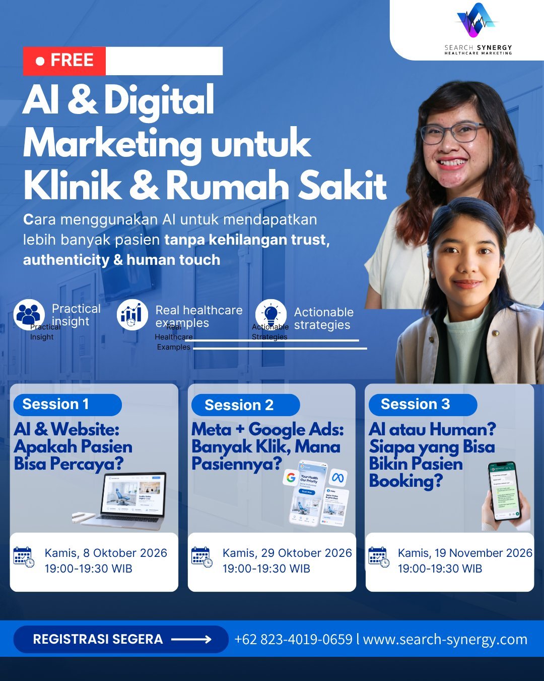 Webinar gratis AI & Digital Marketing untuk Klinik & Rumah Sakit